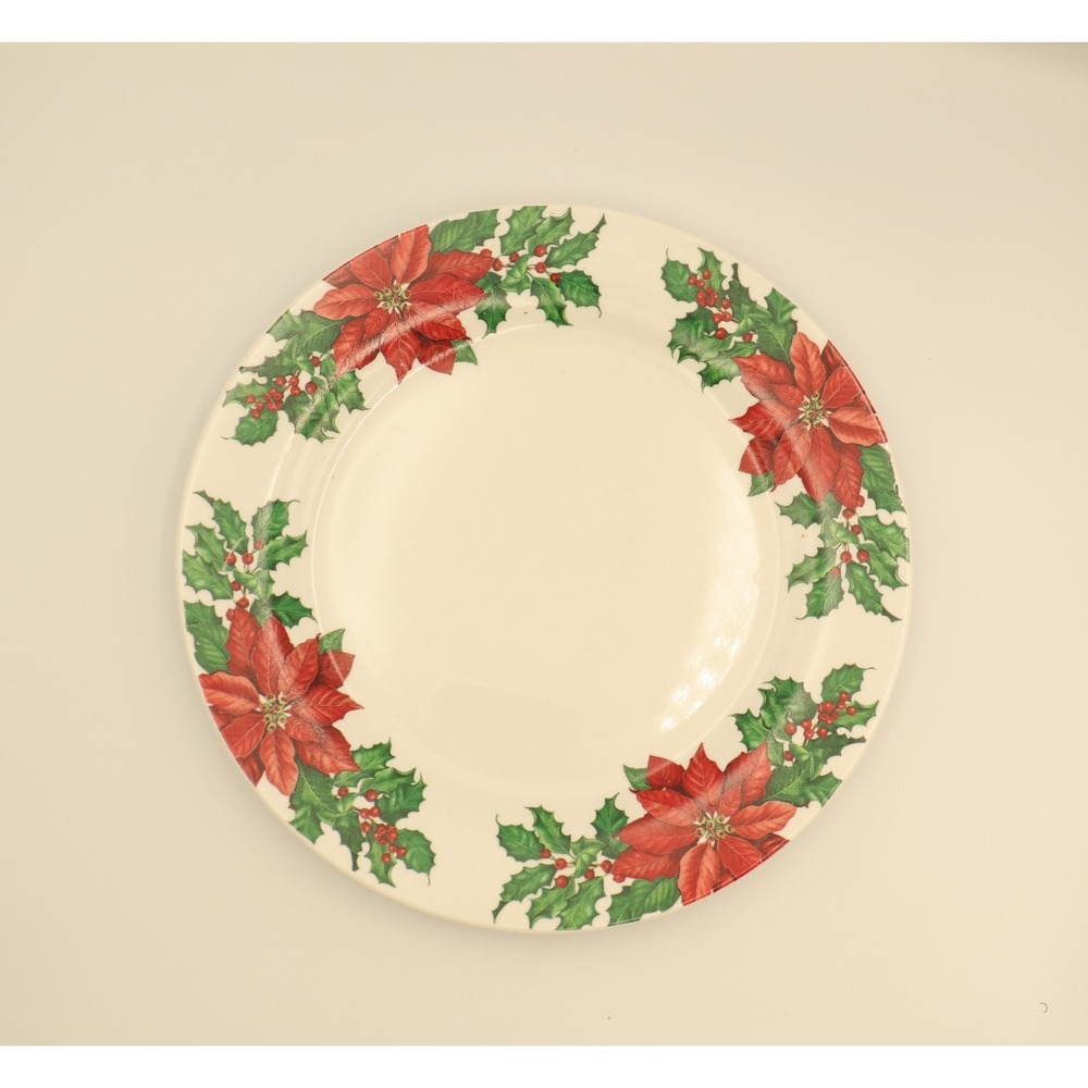 Hallmark Christmas Replacement Dinner Plate Poinsettia & Holly 10.5 Discontinued